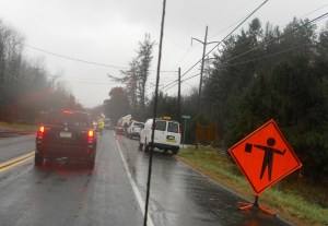 Road crews on Rt. 940, hard at work in the cold rain.